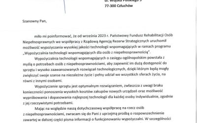 Wypożyczalnia sprzętu PFRON – komunikat Oddziału Pomorskiego