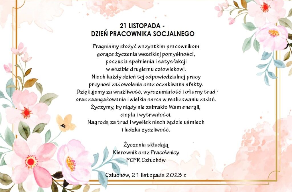 Życzenia z okazji Dnia Pracownika Socjalnego